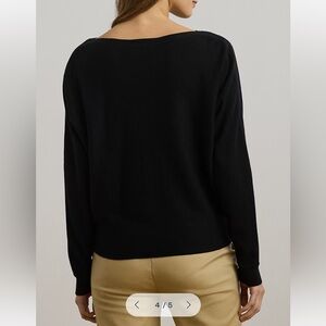 Lauren Ralph Lauren Black Cotton-Blend Dolman Sleeve Boatneck Sweater XL